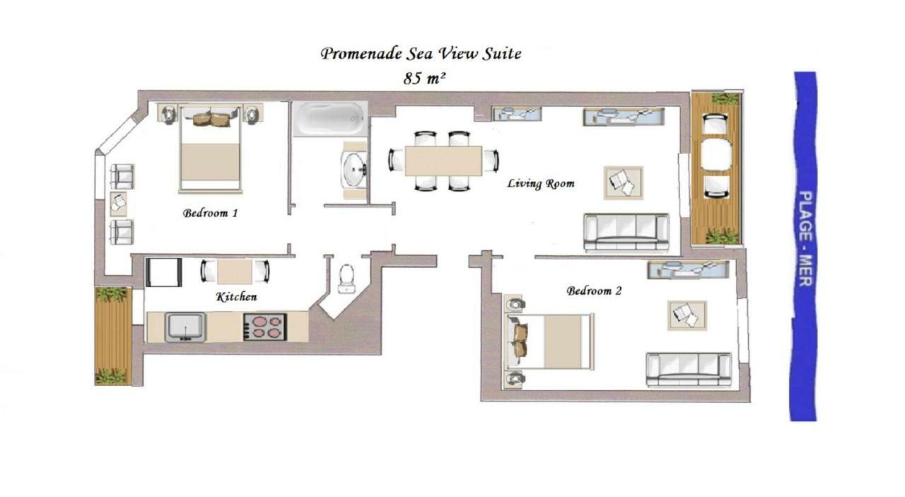 Sea Front Suite - Panoramic View With Terrace - 85 M Nice Extérieur photo